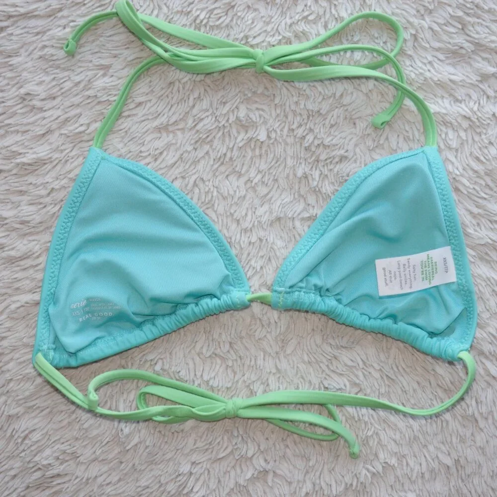 Women's Size XXS Aerie The Sun-Lover Triangle Bikini Top, Maui Teal, Like New